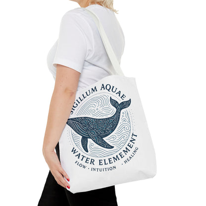 Whale Water Element Tote Bag: Spiritual Gift, Eco-Friendly, Beach Bag, Yoga Accessories, Meditation Essentials, Weekender Bag, Large Bag