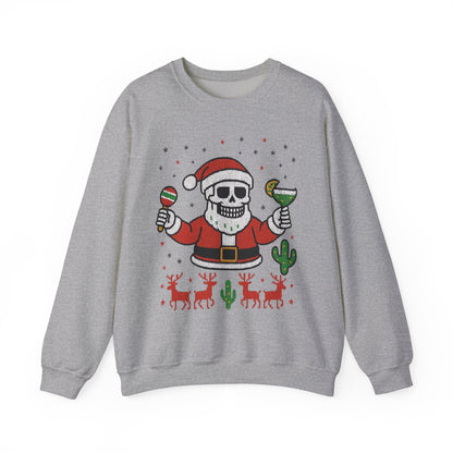 Skeleton Santa Ugly Christmas Sweatshirt for Men, Funny Margarita Holiday Jumper
