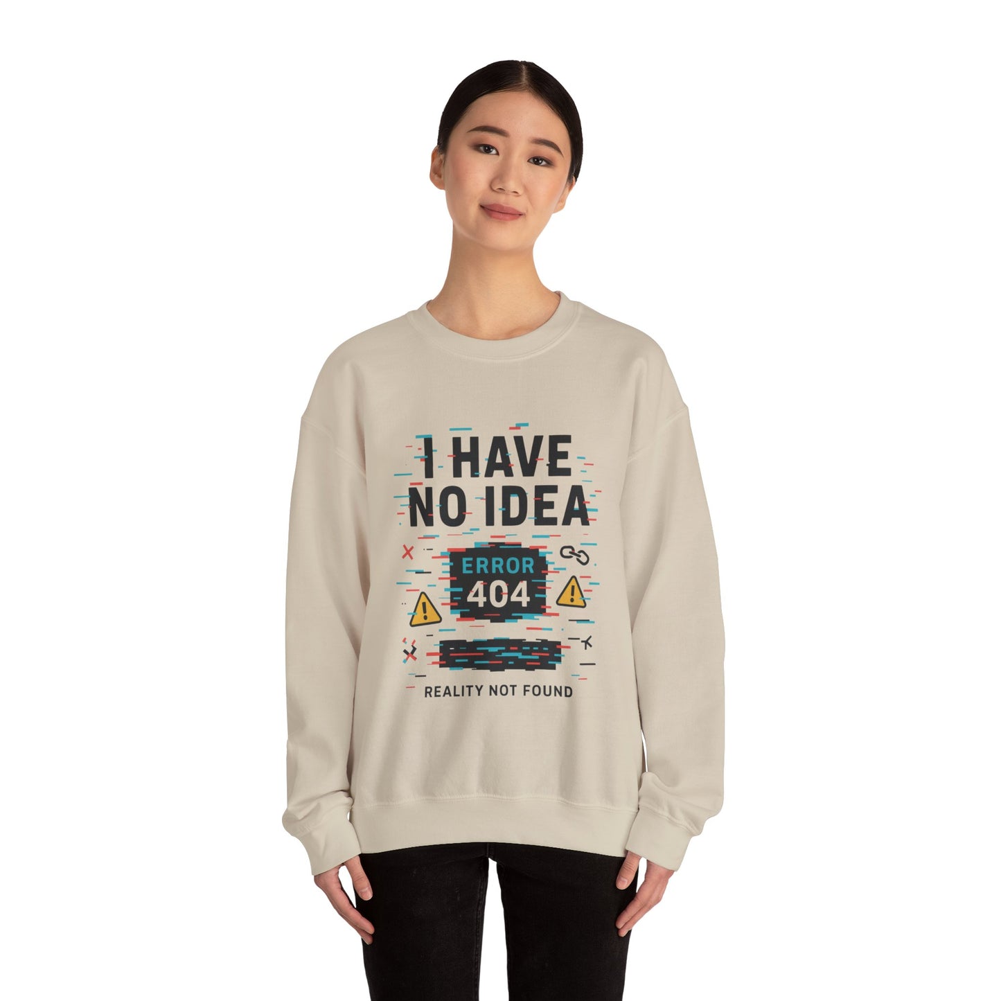 Error 404 Humor Crewneck Sweatshirt, Comfy Unisex Oversized Sweater, Fun Casual Wear, Tech Lover Gift, Everyday Loungewear