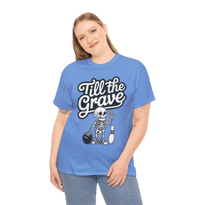 Funny Skeleton Bowling Womens Tee, Till the Grave, Funny Shirt, Halloween Gift, Skull Graphic, Casual Wear, Sporty Style