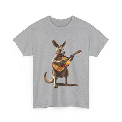 Kangaroo Musician Tee, Fun Graphic Shirt, Unisex Cotton Tee, Gift for Music Lovers, Aussie Music Lover Gift, Guitar Playing Kangaroo T-Shirt