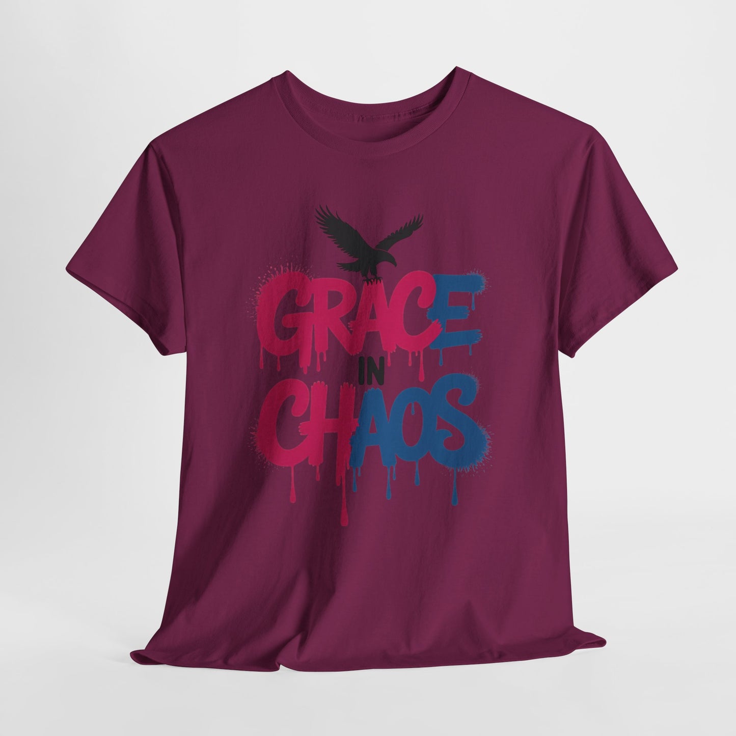 Womens Graffiti T-Shirt, Grace in Chaos Dripping Street Art Tee, Bold Urban Graphic Shirt