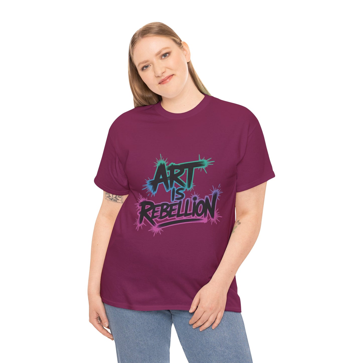 Art Is Rebellion Women's Graphic T-Shirt, Graffiti Street Art Tee, Bold Rebel Statement Top