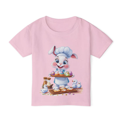 Easter Bunny Chef Toddler T-Shirt - Cute Spring Baking Shirt with Colorful Eggs - Cotton Easter Tee for Kids, Easter Toddler Gift