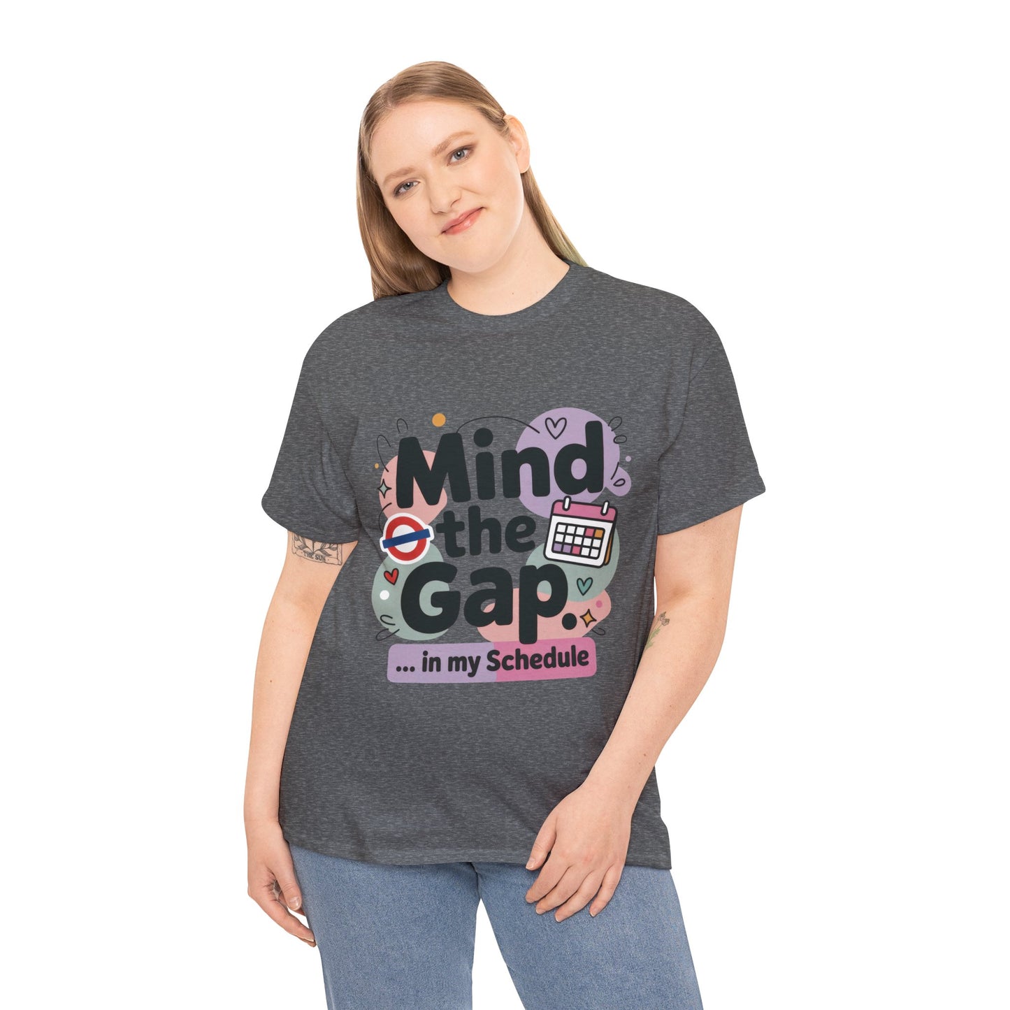 Womens Funny T-Shirt, Mind The Gap London Tube Inspired, Office Humor Schedule Graphic Tee