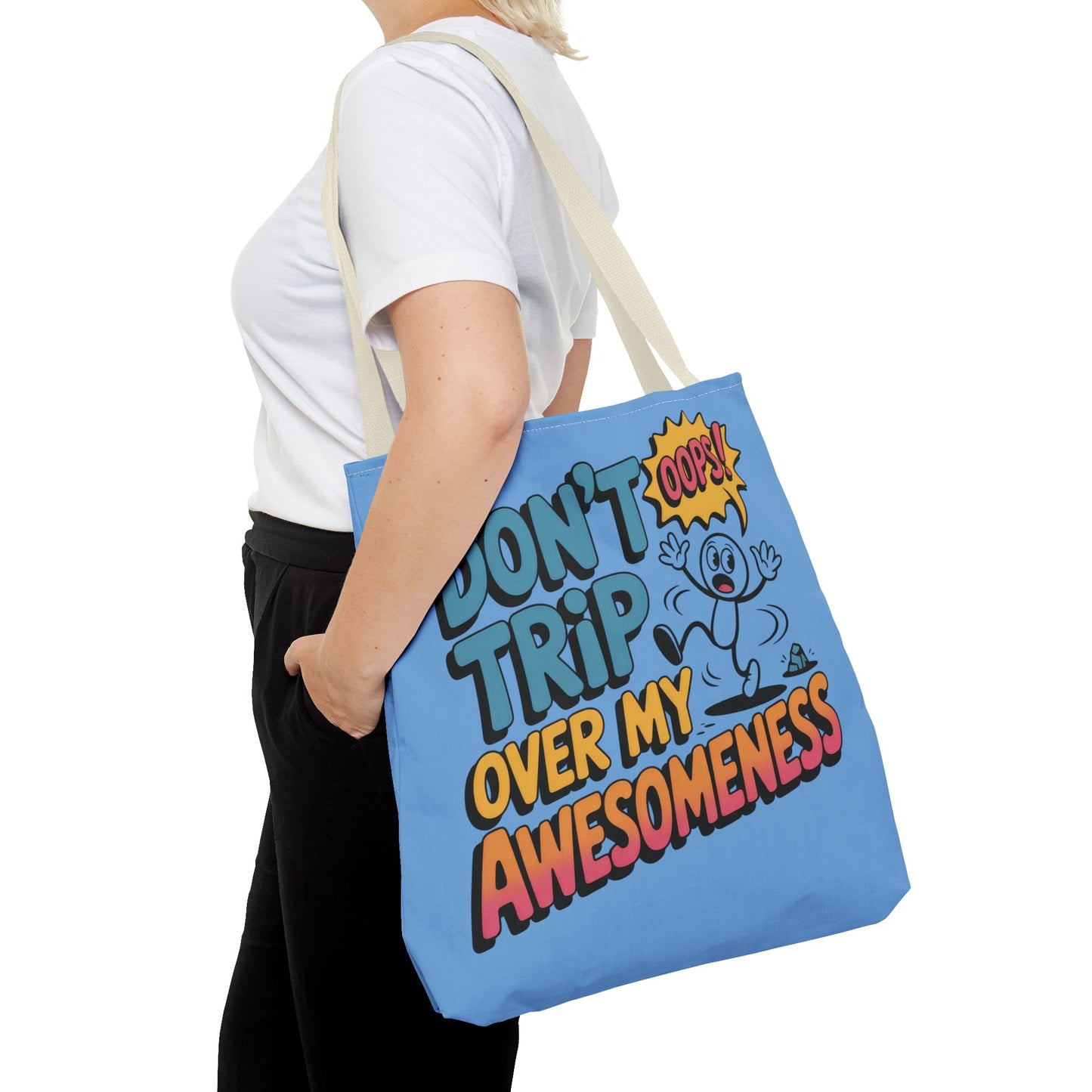 Funny Tote Bag - "Don't Trip Over My Awesomeness" - Perfect for Gifts, Beach Days, Shopping, & More!, , Large Tote Bag, beach weekender bag