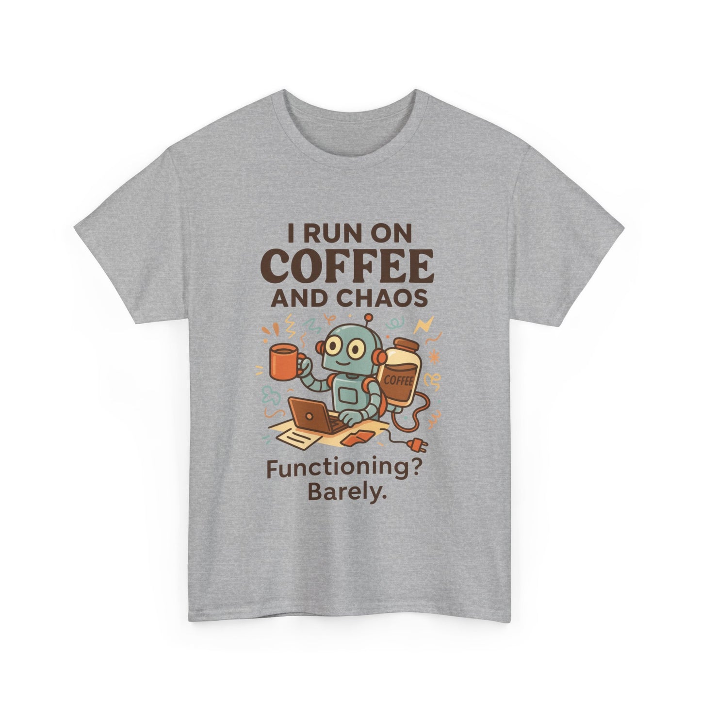 I Run on Coffee and Chaos Unisex Heavy Cotton Tee, Funny Coffee Lover Shirt, Gift for Him/Her, Work from Home Humor Tee, Relaxed Fit [...]