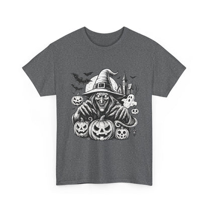 Scary Witch Halloween Shirt Women, Gothic Pumpkin Ghost Tee, Spooky Horror Tee with Bats