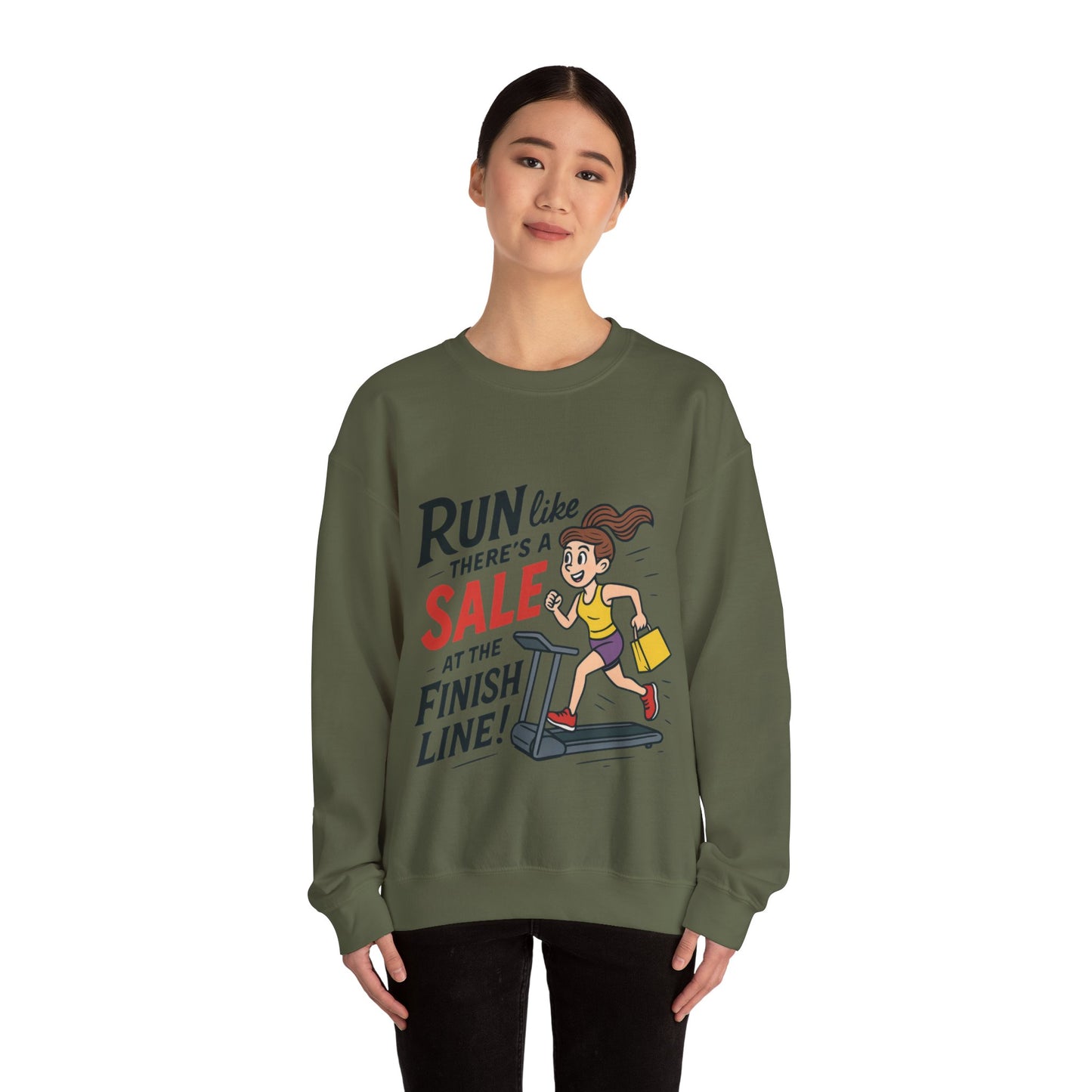 Run Like Theres a SALE at the Finish Line! Womens Sweatshirt, Funny Shopping Pullover, Treadmill Runner Gift for Her, Sale Humor Tee