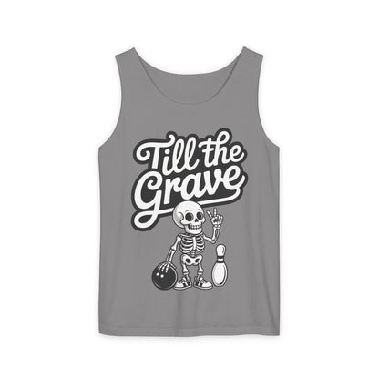 Funny Skeleton Bowling Tank Top, Halloween Apparel, Casual Summer Style, Cool Bowler Skull Workout Top, Strike Till the End