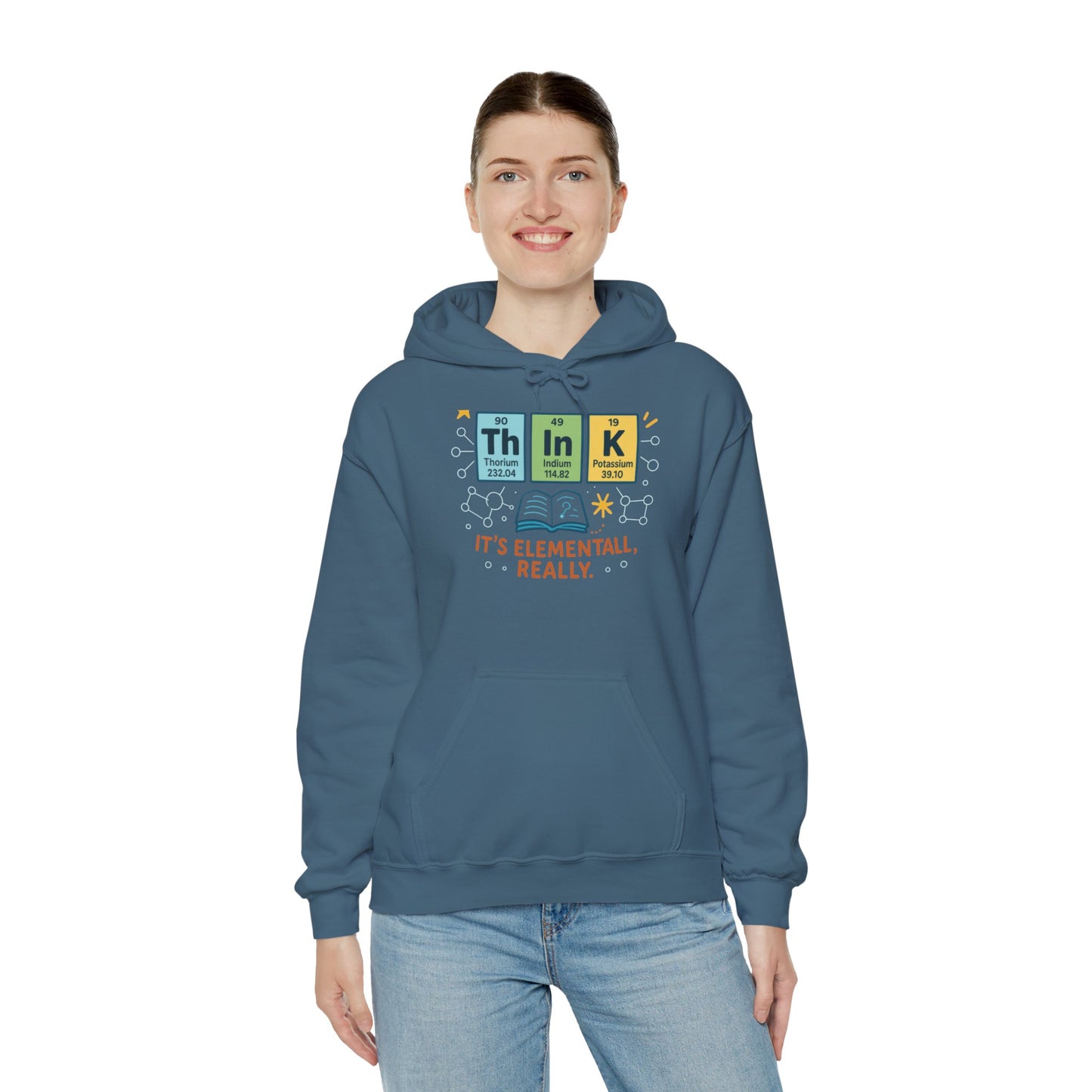 Think Hoodie for Women, Funny Chemistry Hoodie, Element of Humor Science Sweatshirt, Nerdy Gift for Her, Gift for Students, Science Lovers