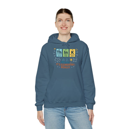 Think Hoodie for Women, Funny Chemistry Hoodie, Element of Humor Science Sweatshirt, Nerdy Gift for Her, Gift for Students, Science Lovers