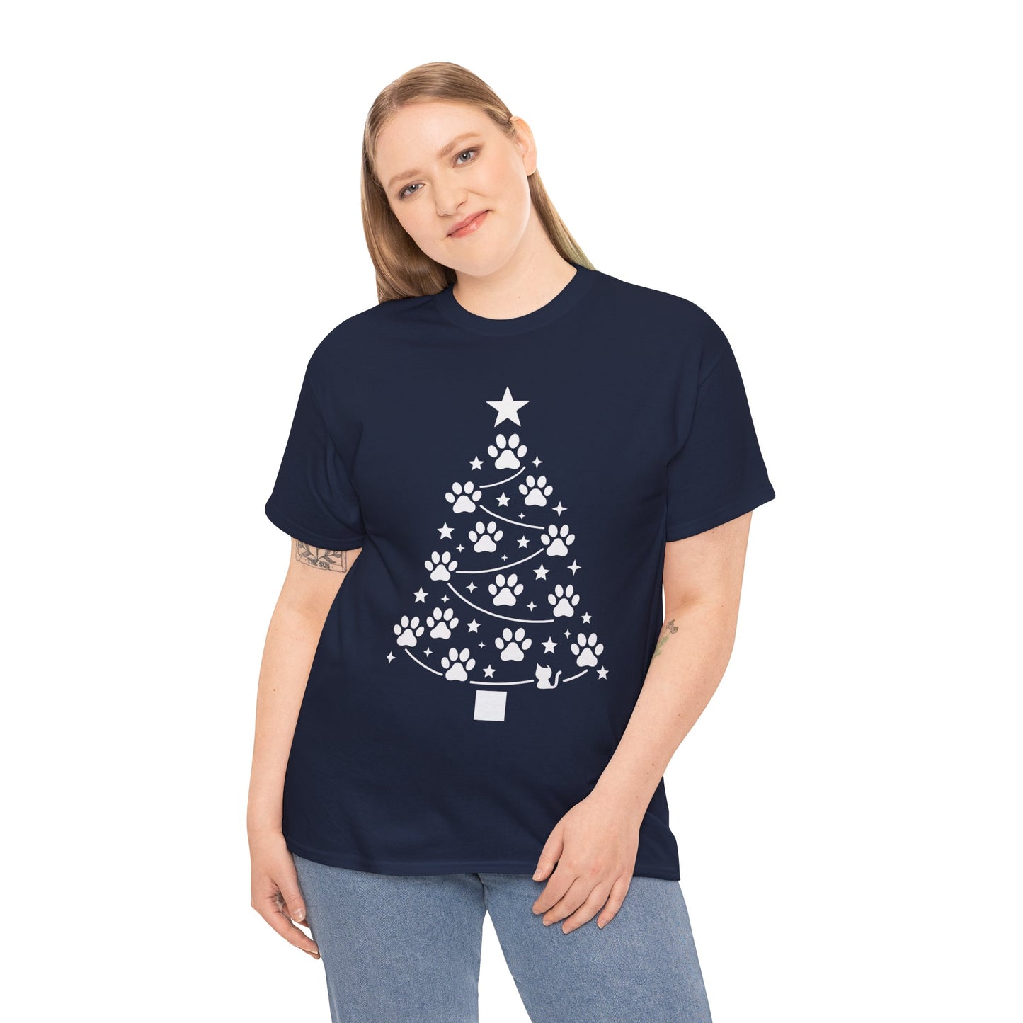 Paw Christmas Tree Women's T-Shirt, Pet Lover Holiday Tee