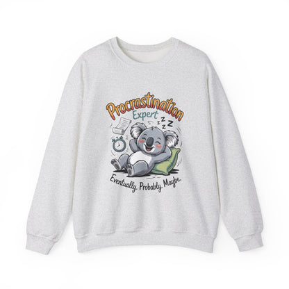 Procrastination Expert Womens Sweatshirt, Funny Crewneck, Cozy Gift for Students, Lazy Day Apparel, Womens Sweatshirt for Relaxation