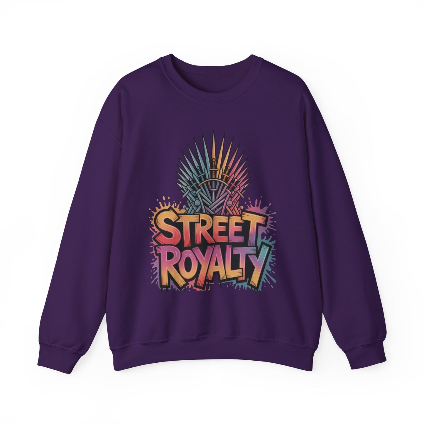 Street Royalty Women's Crewneck Sweatshirt, Graffiti Crown Graphic Pullover, Urban Streetwear Top