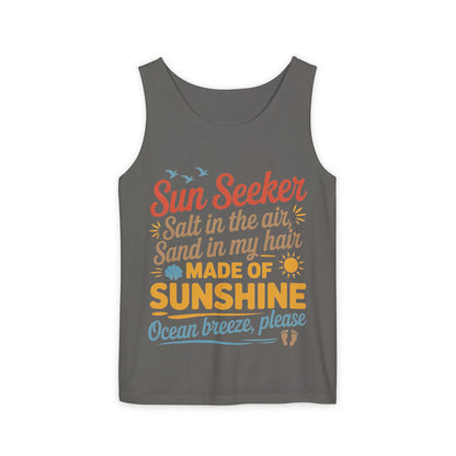 Sun Seeker Summer Quote Tank Top, Made of Sunshine Beach Vibes Tee, Ocean Breeze Please Tank Top for Women, Salt in the Air Sand Top