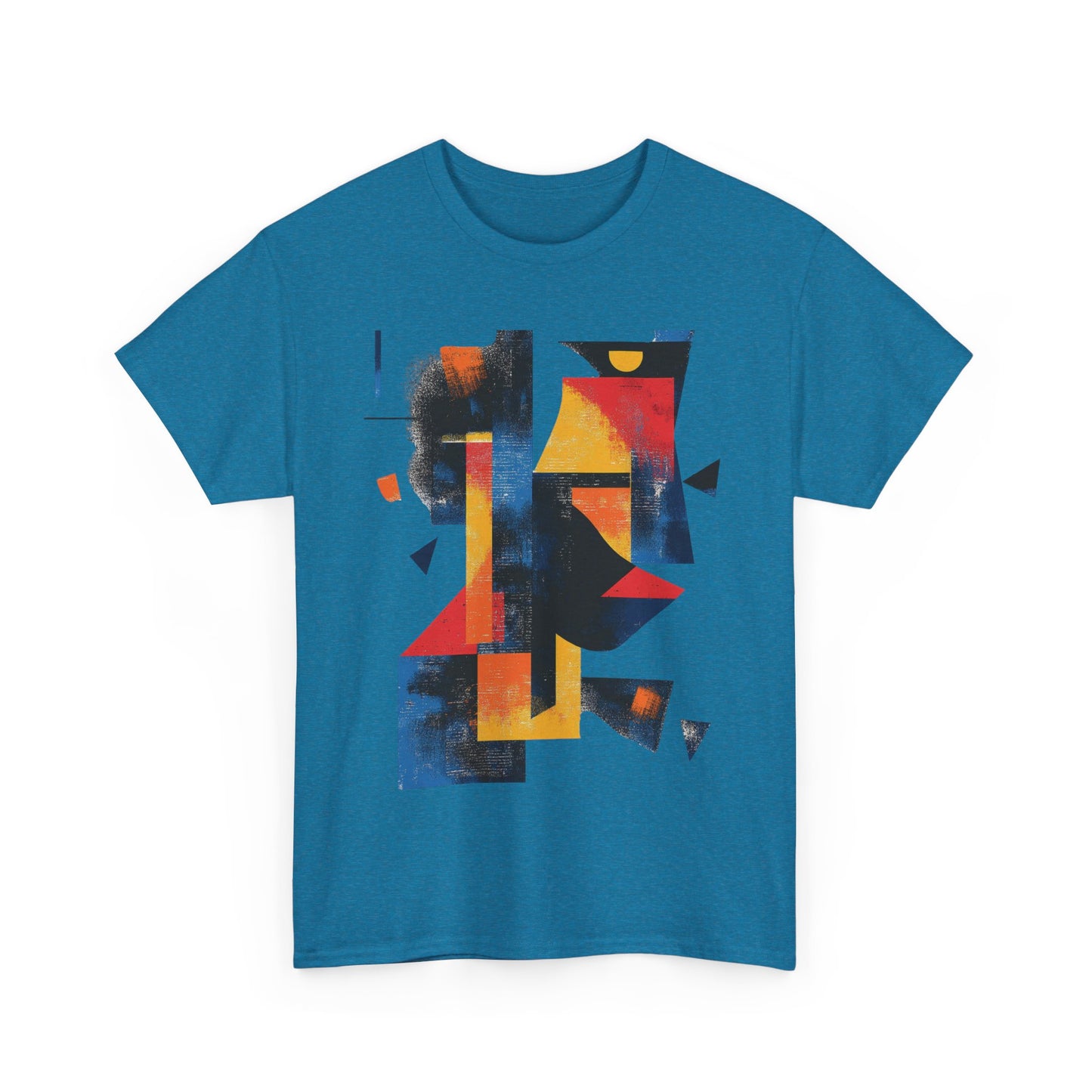 Abstract Geometric Art T-Shirt, Colorful Unisex Heavy Cotton Tee, Modern Artistic Shirt, Bold Graphic Print Tee