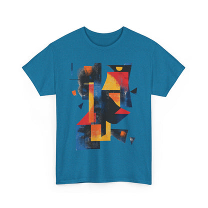 Abstract Geometric Art T-Shirt, Colorful Unisex Heavy Cotton Tee, Modern Artistic Shirt, Bold Graphic Print Tee