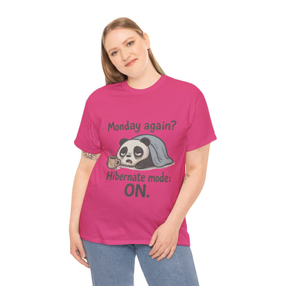 Funny Panda Hibernate Womens Tee, Cute Animal Shirt, Unisex Cotton Tee, Gift for Lazy Days, Monday Motivation T-shirt