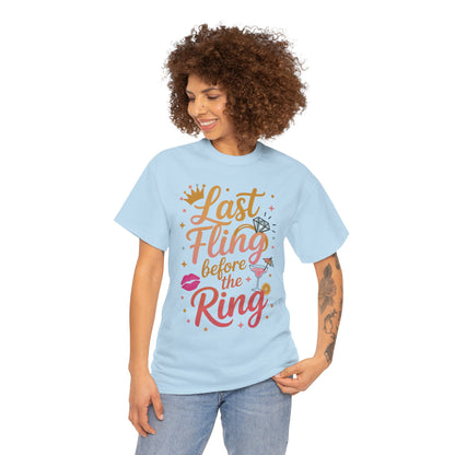 Last Fling Before the Ring T-Shirt, Bachelorette Party Tee, Bridesmaid Wedding Tee, Hen Party Matching Top, Bridal Shower, Bridesmaids Gift