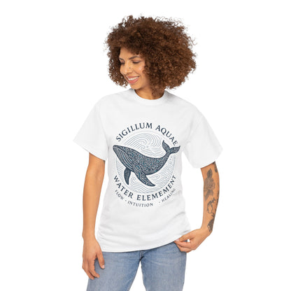 Water Element Whale Tee, Sigillum Aquae Symbol, Flow Intuition Healing, Spiritual Ocean Totem Tee, Nature Energy Shirt, Mindfulness Fashion