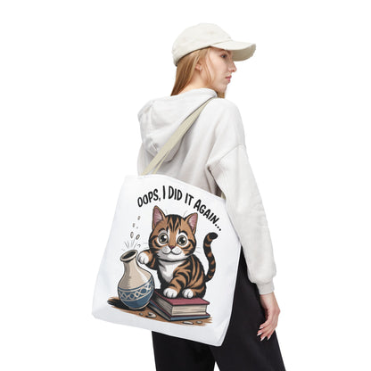 Cat-Themed Tote Bag, "Oops, I Did It Again", Perfect Gift for Cat Lovers, Pet Owners, Birthday, or Everyday Use, Large Tote Bag, beach bag