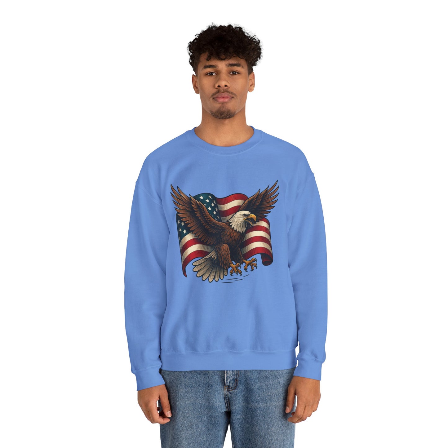 Patriotic Eagle Sweatshirt - Unisex Crewneck, USA Flag Apparel, Memorial Day, Veteran's Day, Independence Day, Gift for Patriots