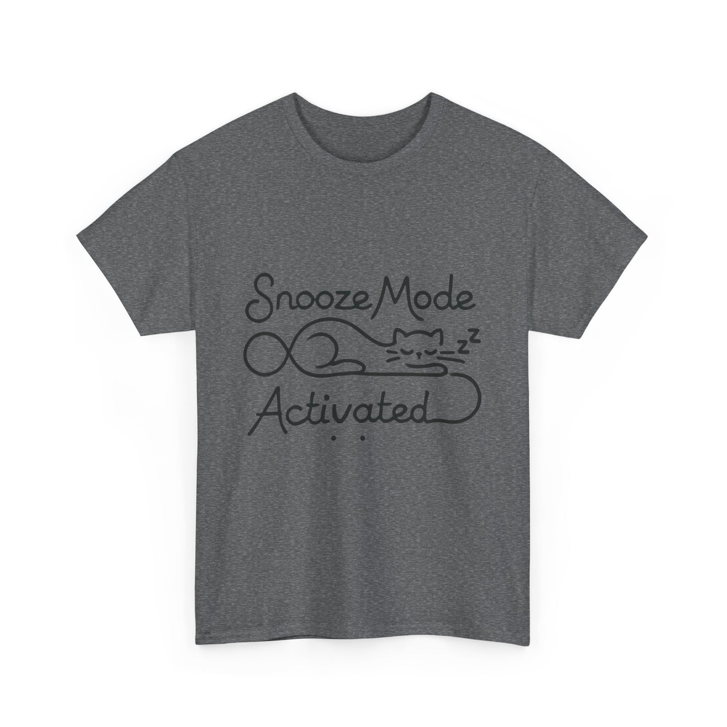 Cotton T-Shirt for Cat Lovers, Funny Sleeping Cat Tee,  Lazy Mood Graphic, Women's Heavy Cotton T-Shirt Gift for Cat Lovers