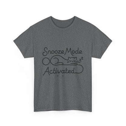 Cotton T-Shirt for Cat Lovers, Funny Sleeping Cat Tee,  Lazy Mood Graphic, Women's Heavy Cotton T-Shirt Gift for Cat Lovers