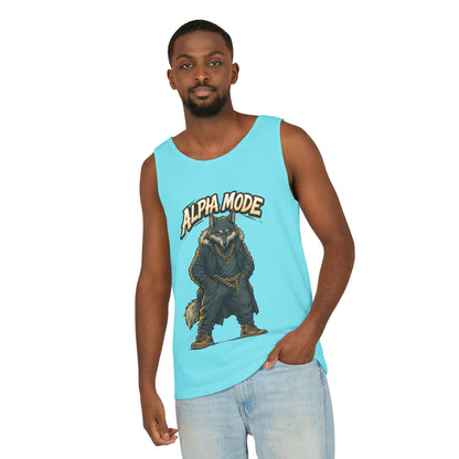 Alpha Mode Wolf Tank Top, Mens Hip Hop Gym Tank, Cool Streetwear Muscle Tank, Savage Wolf Graphic Top, Alpha Male Workout Shirt, Beachwear