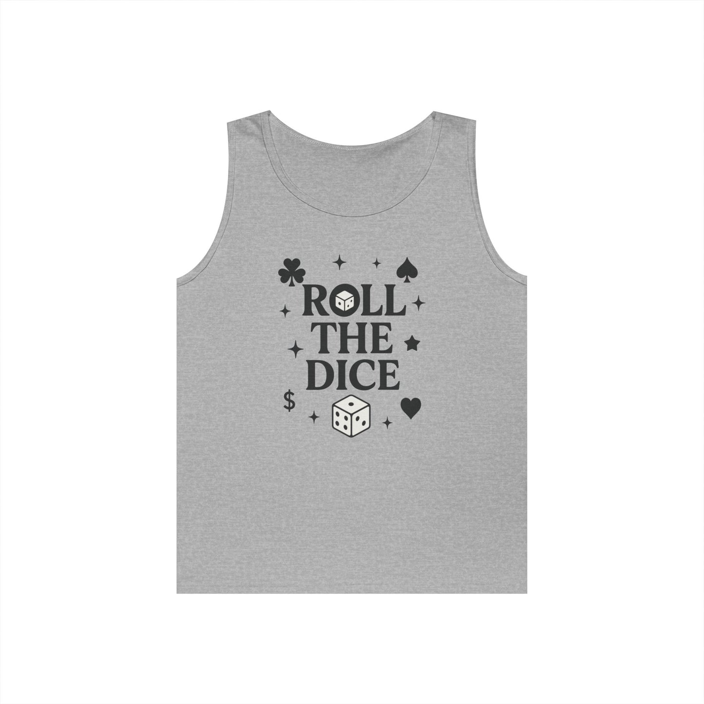 Playful Dice Tank Top, Mens Heavy Cotton Gaming Apparel, Casual Wear, Party Outfit, GYM Lover Gift, Summer Essential