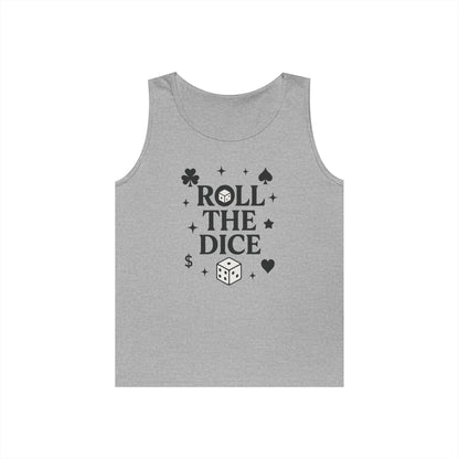 Playful Dice Tank Top, Mens Heavy Cotton Gaming Apparel, Casual Wear, Party Outfit, GYM Lover Gift, Summer Essential