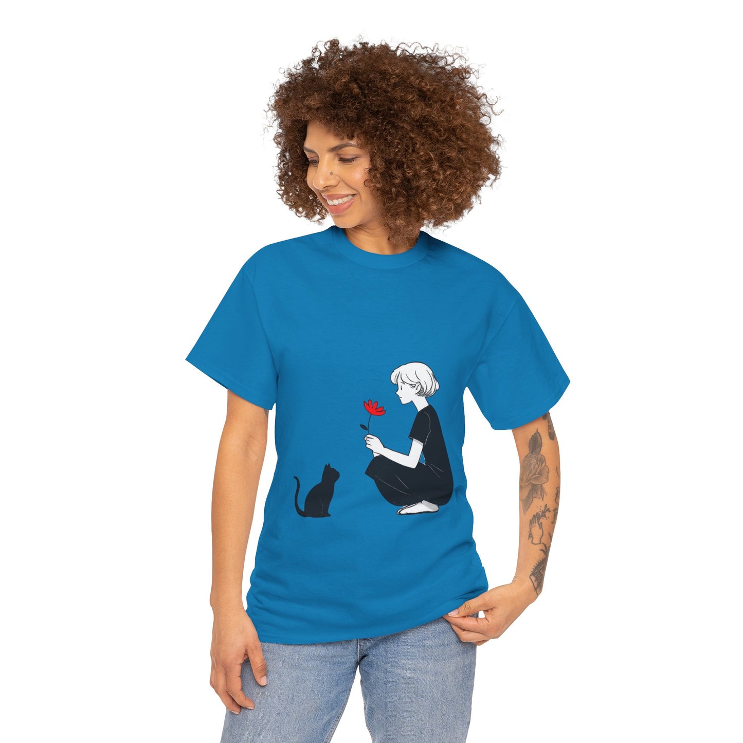 Cat Lover's Heavy Cotton Tee, Cute Cat Shirt, Pet Owner Gift, Animal Lover Apparel, Birthday Gift for Her, Women's Cotton T-Shirt, Cat Lover