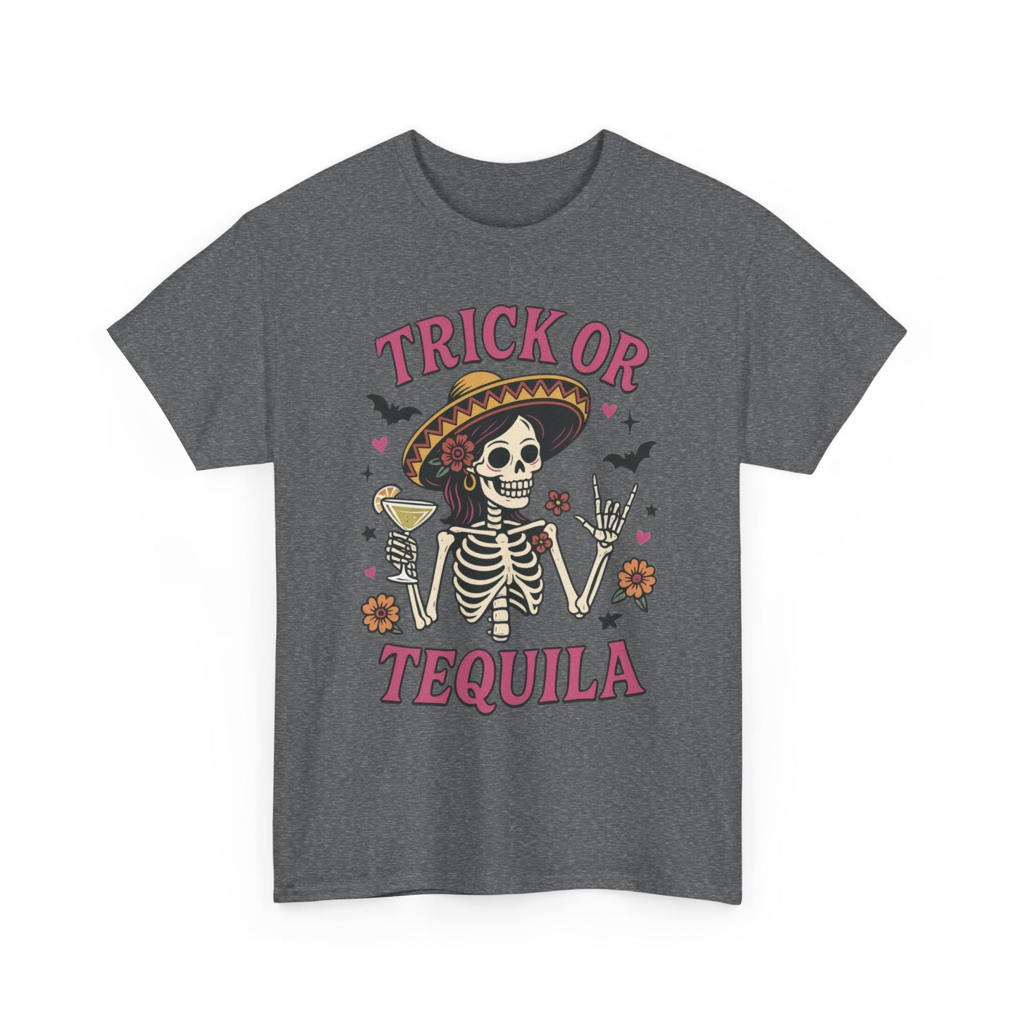Trick or Tequila Women's T-Shirt, Funny Halloween Skeleton Drinking Shirt, Party Graphic Tee