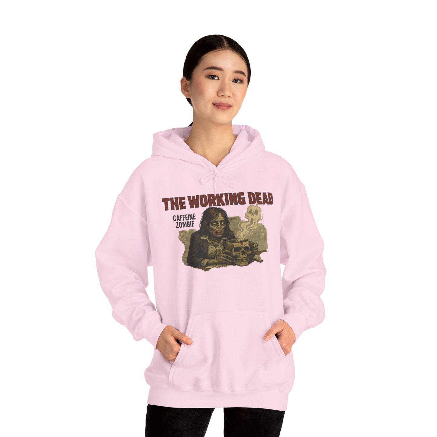 The Working Dead Women's Zombie Hoodie, Work Humor Hoodie, Halloween Work Top, Coffee Zombie Hoodie