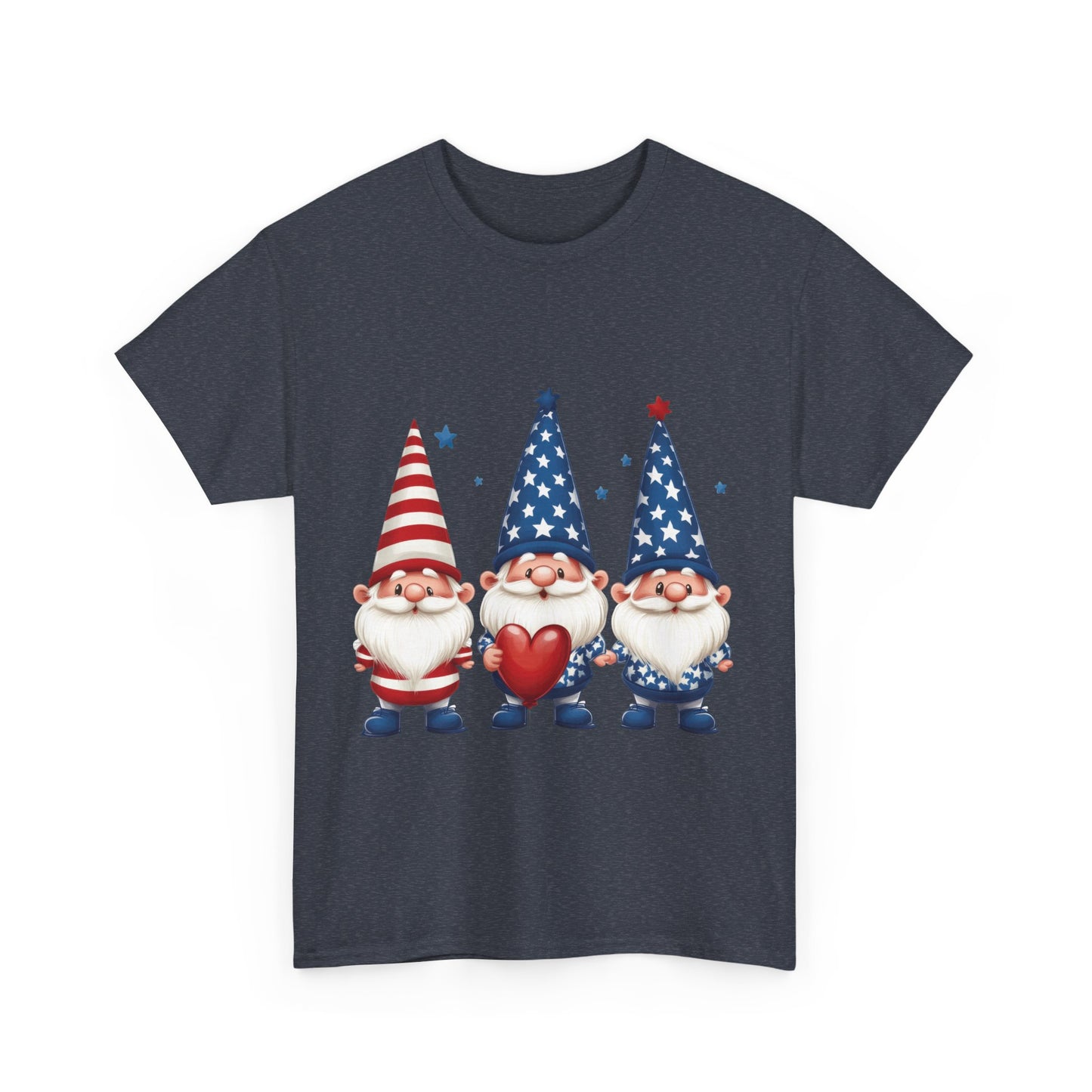 Patriotic Gnome Unisex Heavy Cotton Tee - Cute Tee for Independence Day, Casual Wear, Gift for Gnome Lovers, Summer Style