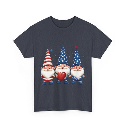 Patriotic Gnome Unisex Heavy Cotton Tee - Cute Tee for Independence Day, Casual Wear, Gift for Gnome Lovers, Summer Style