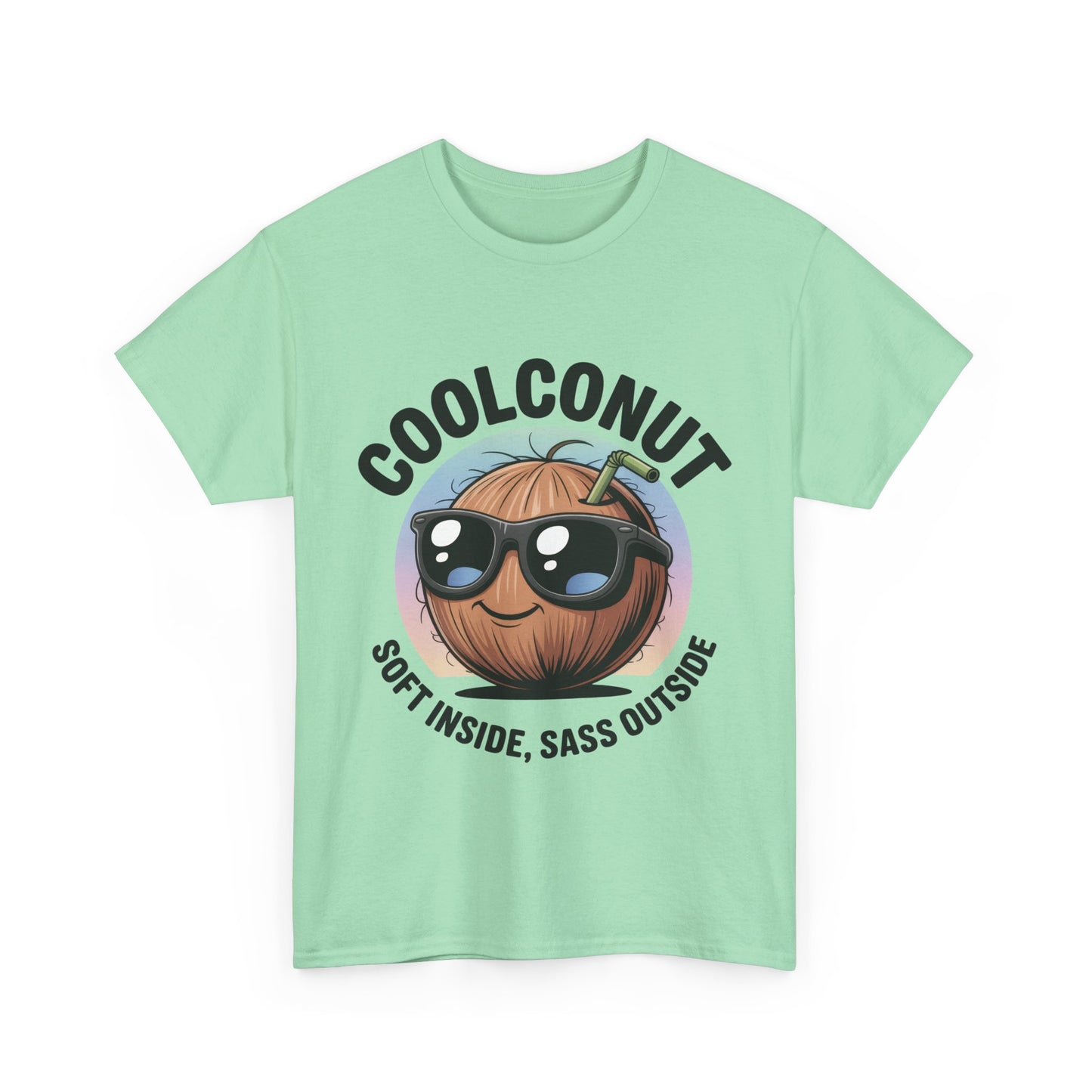 Coolconut Women's Heavy Cotton Tee, Fun Casual Shirt, Gift for Coconut Lovers, Summer Vibes Tee, Soft Inside Sass Outside Shirt