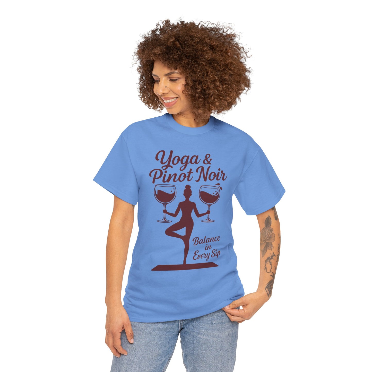 Yoga and Wine Shirt Women, Funny Pinot Noir Tee, Balance in Every Sip Tee, Yoga Lover Gift