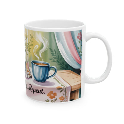 Cozy Cat Lover Mug, Ceramic Coffee Cup for Readers, Gift for Cat Lovers, Relaxing Tea Mug, Perfect for Home & Office, Book Lover Coffee Cup