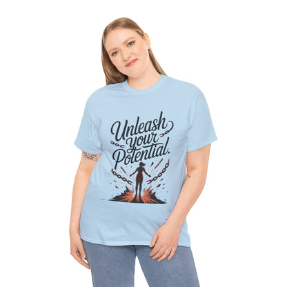 Unleash Your Potential Women's Tee, Motivational T-Shirt, Inspirational Cotton Tee, Gift for Gym Lovers, Positive Energy Top