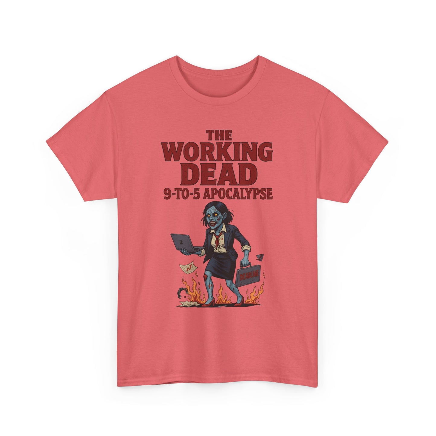 The Working Dead 9-to-5 Apocalypse Women's T-Shirt, Horror Office Zombie Top, Halloween Office Humor