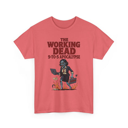 The Working Dead 9-to-5 Apocalypse Women's T-Shirt, Horror Office Zombie Top, Halloween Office Humor