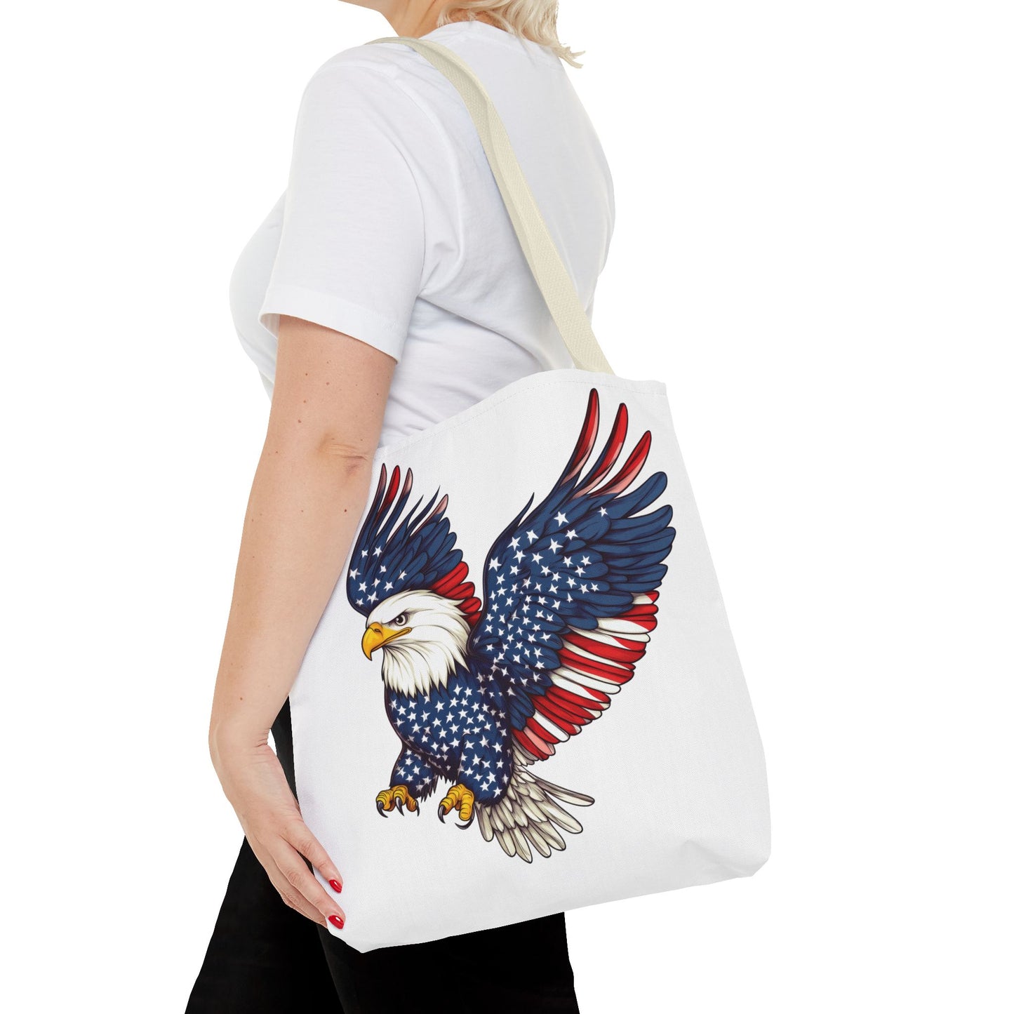 Patriotic Eagle Tote Bag, AOP, Perfect for July 4th, Festivals, Eco-Friendly Shopping, Gift for Nature Lovers, large canvas bag, beach bag