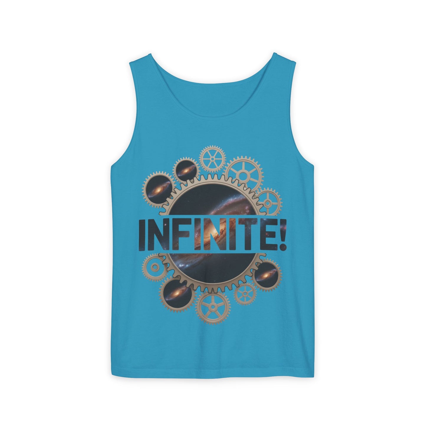 Men's INFINITE! Steampunk Space Gears T-Shirt, Cosmic Mechanical Design Tee for Sci-Fi & Engineering Lovers, Workout Shirt
