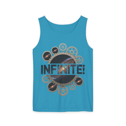 Men's INFINITE! Steampunk Space Gears T-Shirt, Cosmic Mechanical Design Tee for Sci-Fi & Engineering Lovers, Workout Shirt