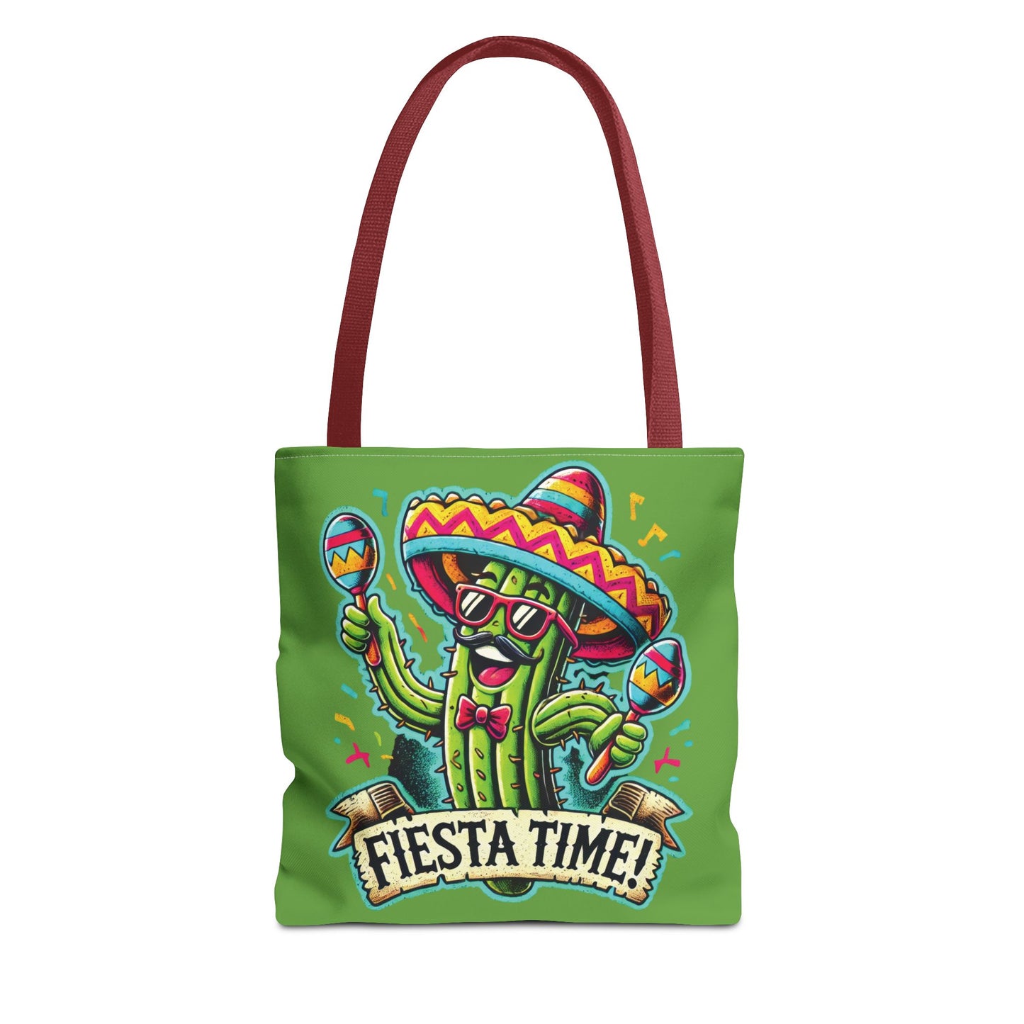 Fiesta Time Cactus Tote Bag, Funny Mexican Party Gift, Sombrero Maracas Print, Cinco de Mayo Bag, Summer Festival Tote, Beach Bag, Shopping