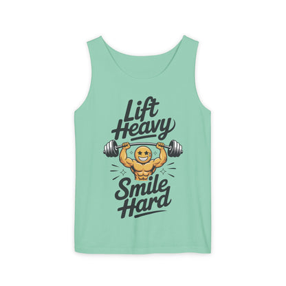 Mens Lift Heavy Smile Hard Tank Top, Funny Gym Workout Fitness Shirt, Mens Funny Gym Tank