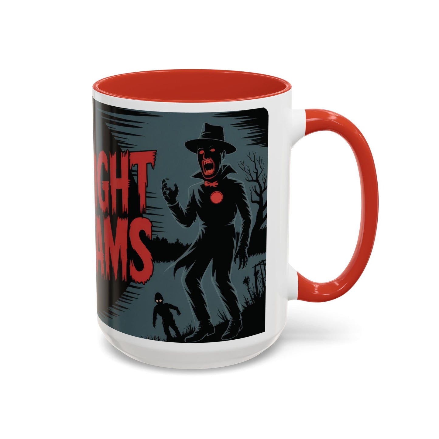 Midnight Screams Mug, Retro Horror Movie Poster Coffee Cup, Gothic Halloween Gift for Horror Lovers, Accent Coffee Mug (11, 15oz)