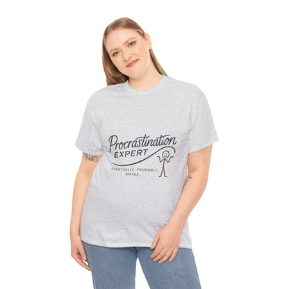 Procrastination Expert Women's Heavy Cotton Tee, Funny T-Shirt, Gift for Students, Casual Wear, Comfy Everyday Tee, Humor Shirt